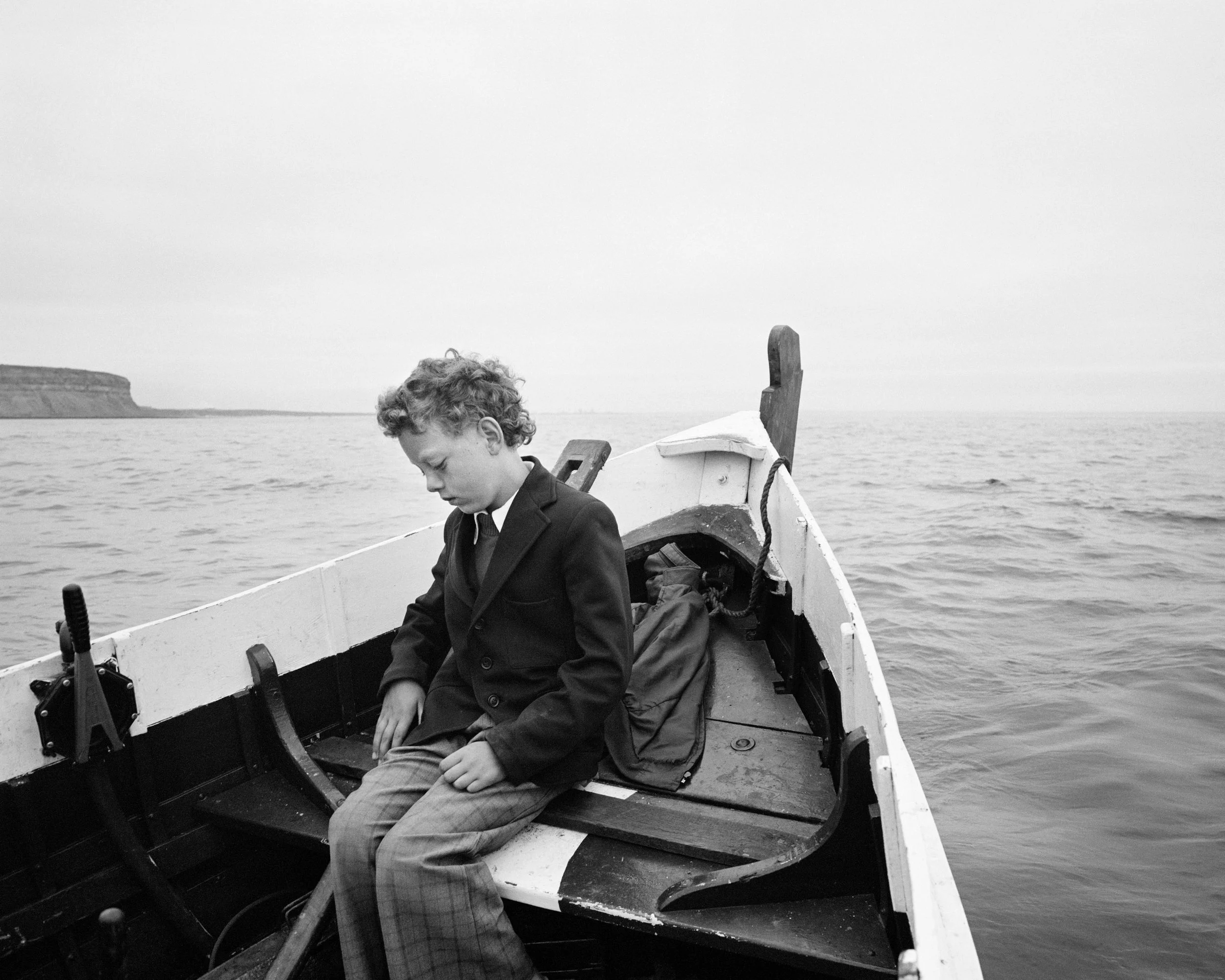 Simon Coultas being taken to sea for the first time since his father drowned