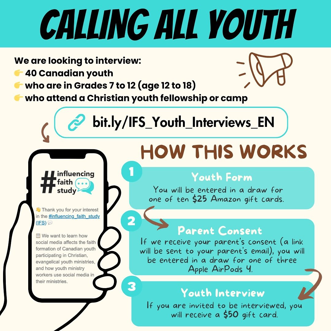 Social Media Research Study: Student Interviews Wanted!
We’re excited to invite students to participate in the #Influencing_Faith_Study, a research project exploring how social media shapes your faith journey. Your voice matters — and w