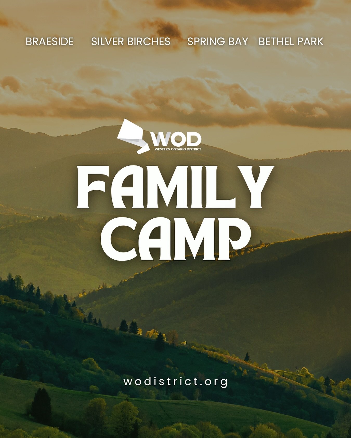Family camp is just around the corner! 🏕️
BRAESIDE CAMP
Family Camp: June 29 - July 20
SILVER BIRCHES CAMP
Family Camp: July 13 - 25
SPRING BAY CAMP
Family Camp: July 20 - August 3
BETHEL PARK CAMP
Family Camp: July 26 - Aug 3