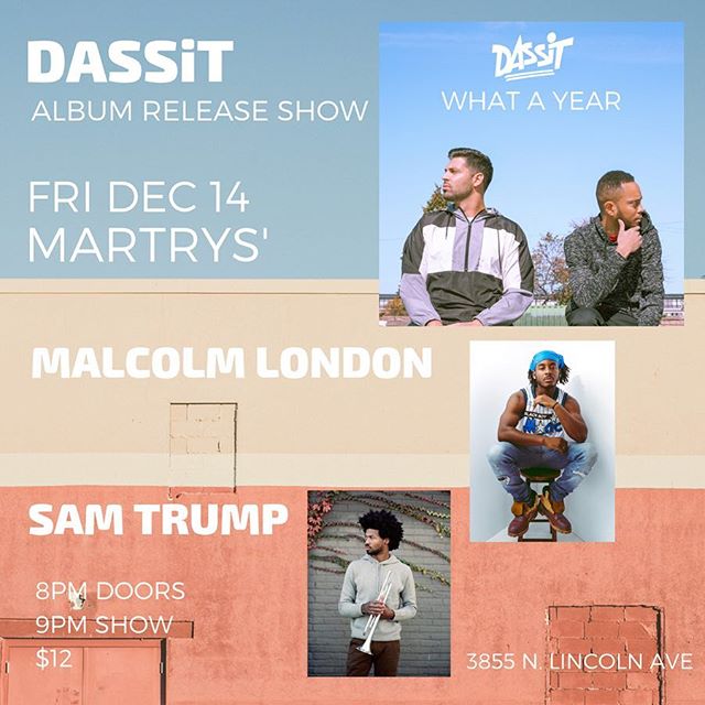 CHICAGOOOO: I haven&rsquo;t had a show in a minute. Come watch me rock with a full band December 14th. At 8pm. Adv tickets are only $10 dollars. I have something very special planned alongside @samtrump we&rsquo;ll be supporting the homies @dassitmus