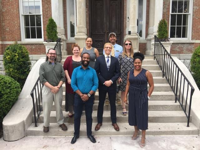   Nine alumni participated in Bridge Research Celebration Day events. That's roughly 1/3 of Bridge alumni.    Left to Right:&nbsp;Dave Caudel PhD'17, Lauren Campbell PhD'15, Tommy Leblanc PhD'12, Melissa Fortuna PhD'12, Desmond Campbell PhD'15, Brend