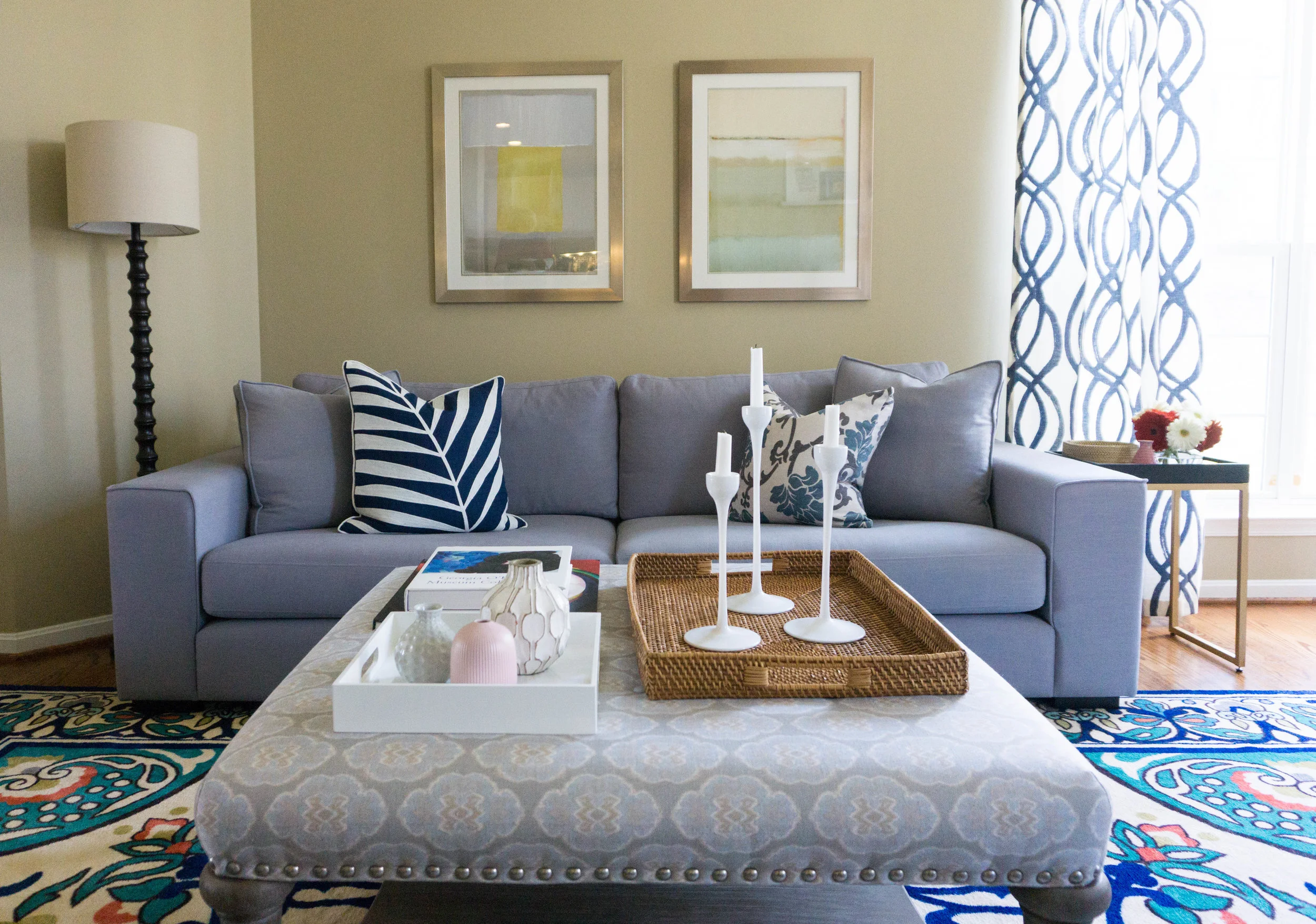 A blue couch was a must for Jen and we based the design around that concept.