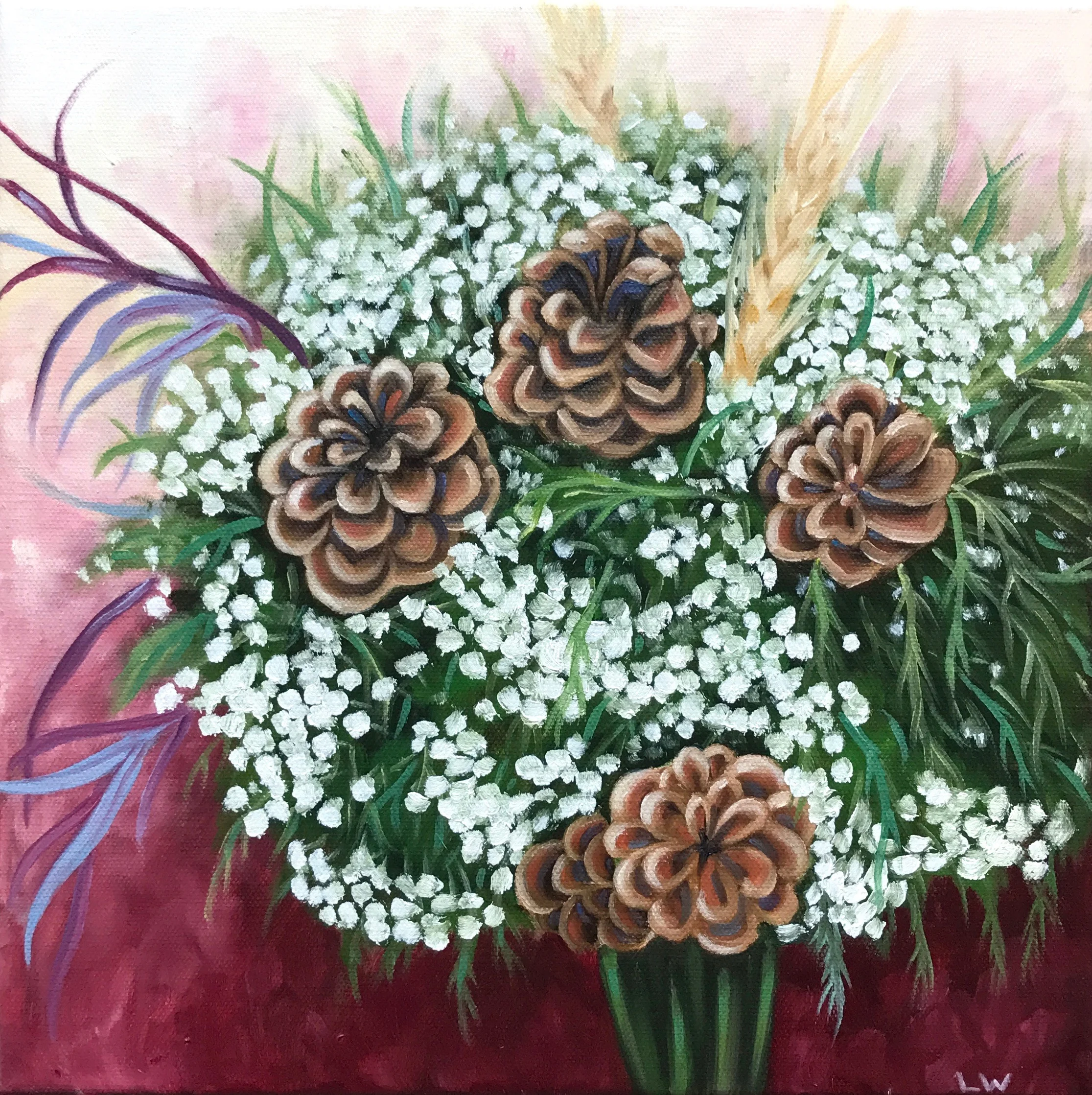 Erika's Wedding Bouquet, 12"x12", Oil Paint on Canvas, 2017