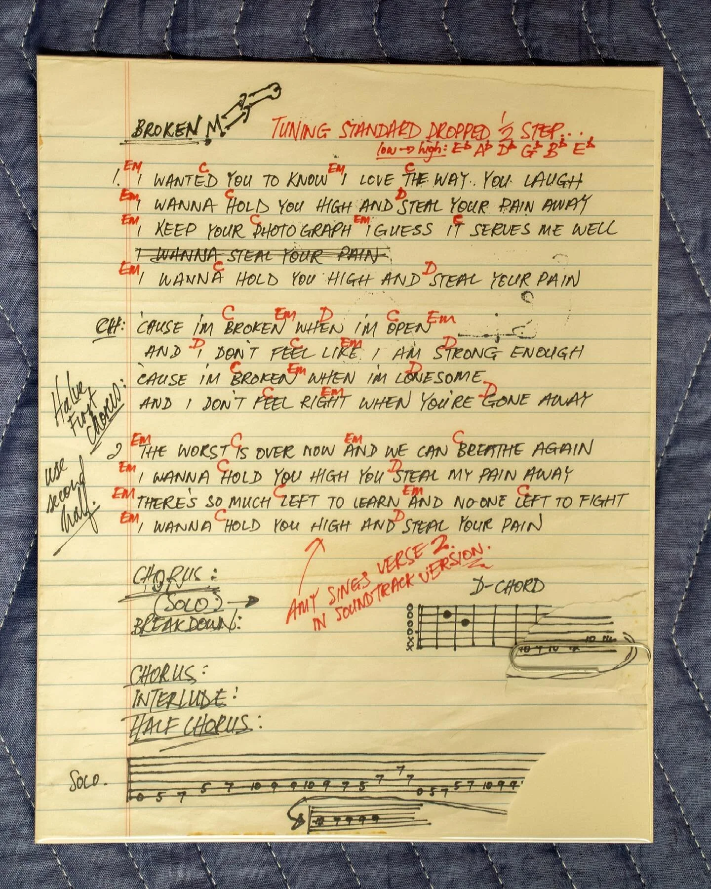 17 years ago &ldquo;Broken&rdquo; was released&hellip; today the original lyrics are housed at the @rockhall. So cool to see the journey of this song.