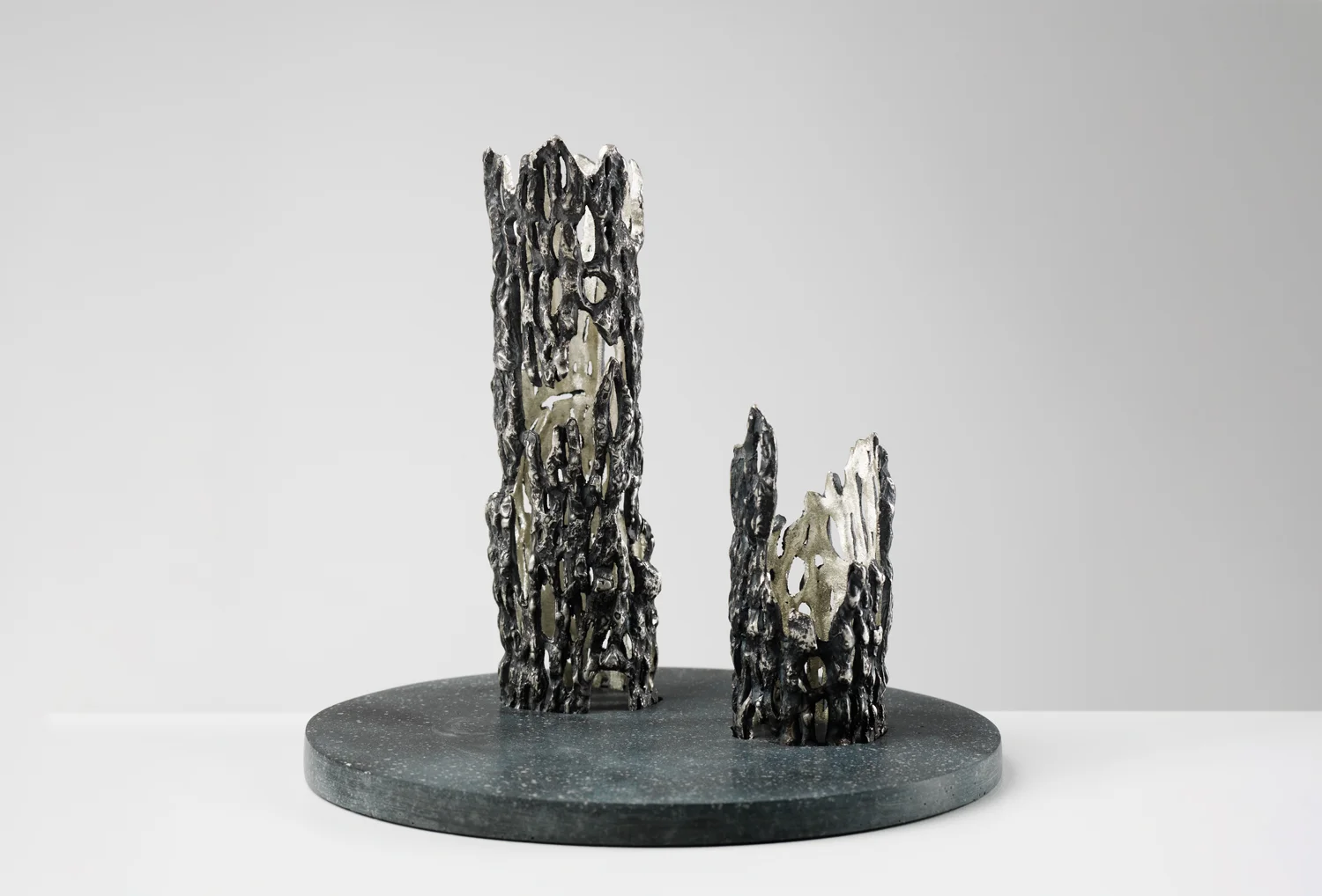 Silver Candlesticks on Jesmonite Base