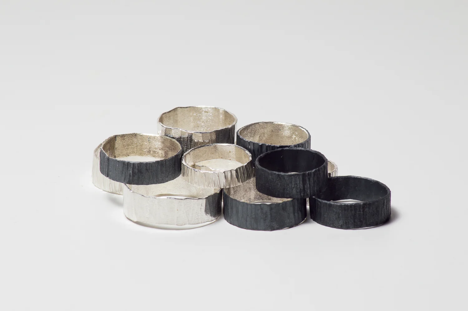 Silver Textured Rings