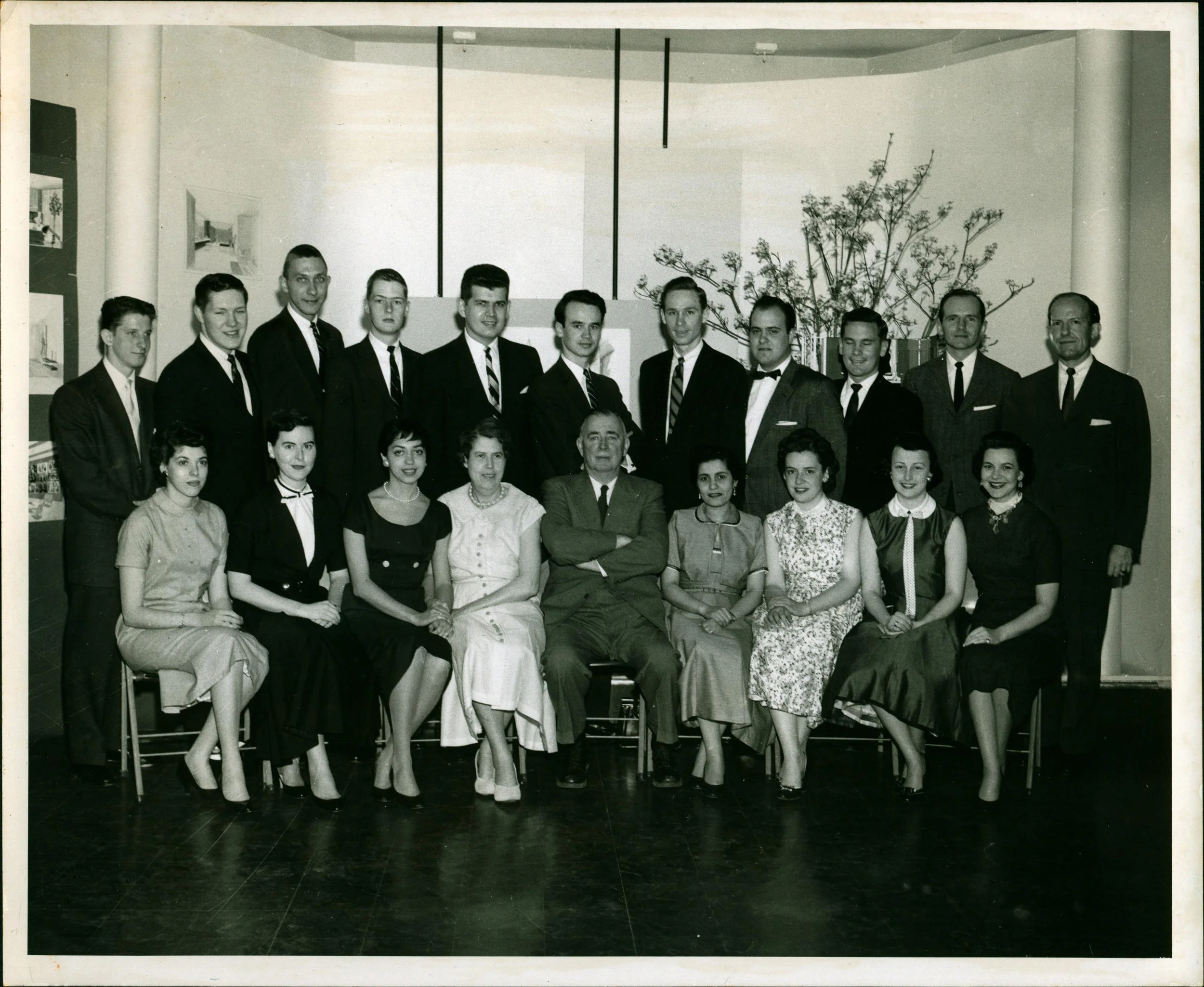 NYSID Class of 1956: 1956 NYSID alumnus Joseph Grusczak, whose professional interior design collection is now housed in the NYSID Archives , recalls how the school's year-end commencement exhibitions often garnered the attention of industry professsionals. “Considerable interest at NYSID’s exhibitions set in motion invitations to join design firms. It became clear how important exposure at such student exhibitions were. As a result, work flowed my way and never stopped in my half-century of designing. My hat is off to the New York School of Interior Design.” (Top row, far left: Joe Grusczak)