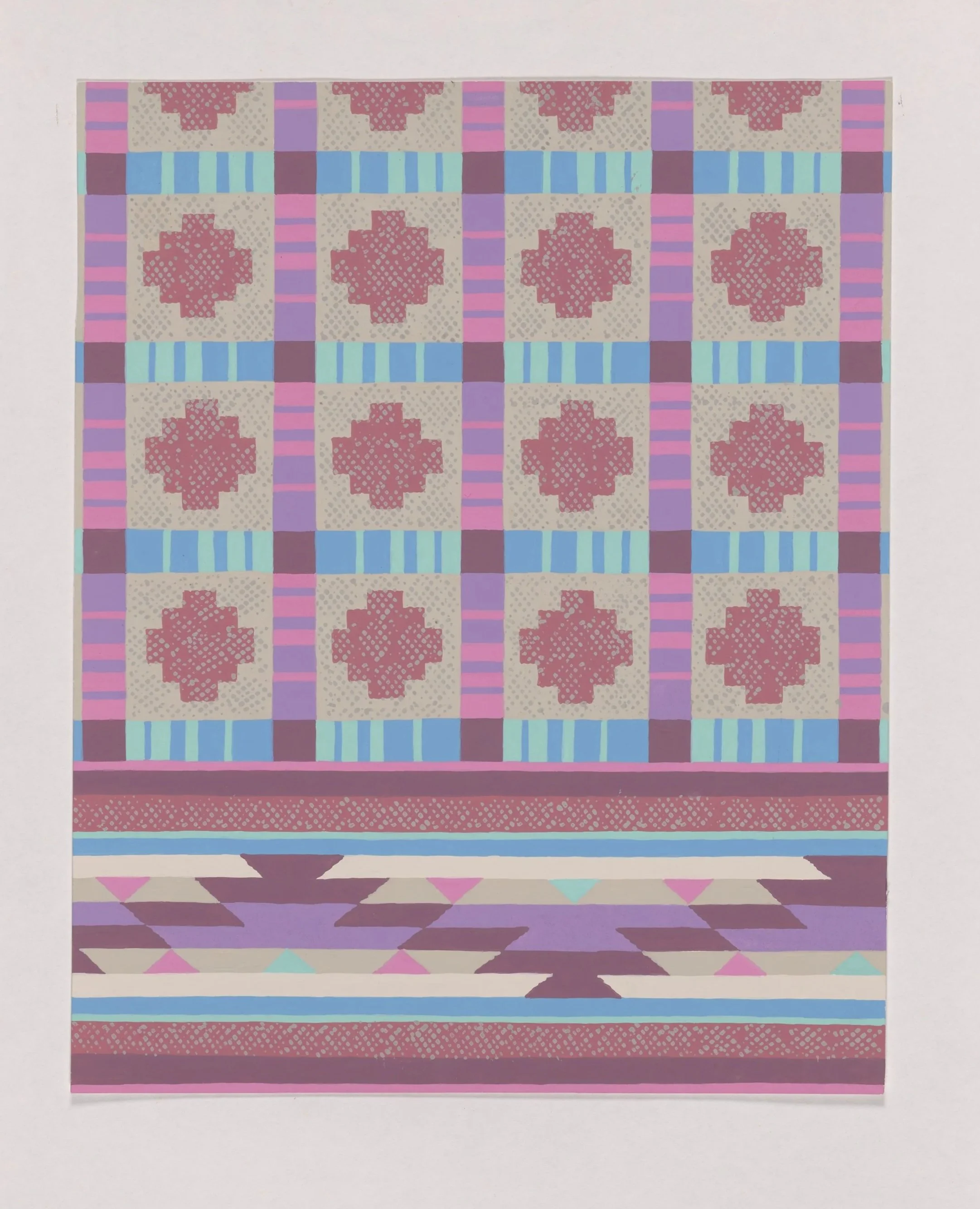 Bright Geometry for Unknown, Joann Nelsen, ca. 1970s-90s, Gouache on Paper