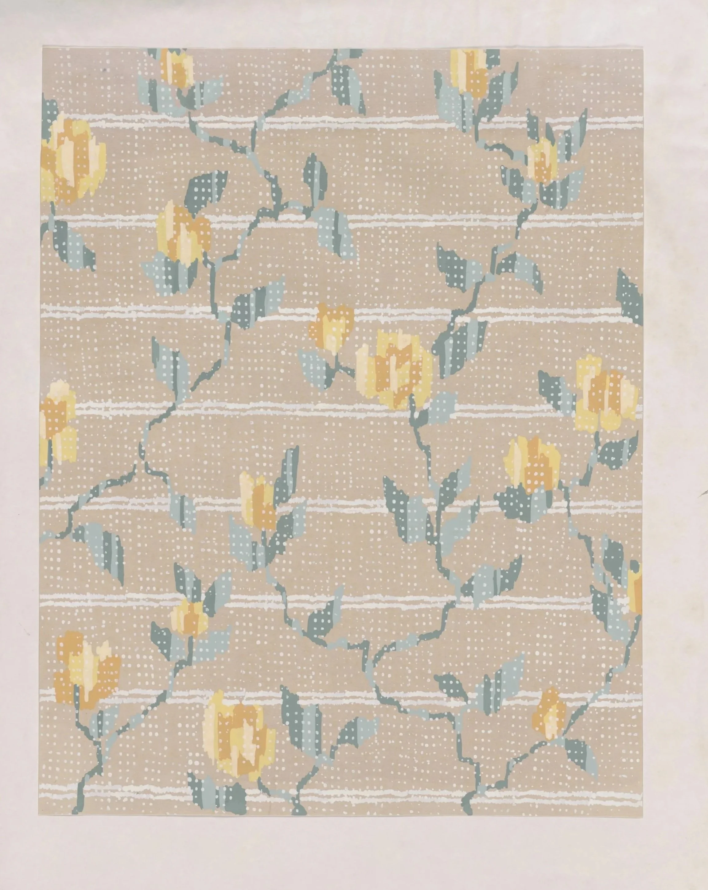 Pixelated Floral Stripe for Unknown, Joann Nelsen, ca 1970s-1990s, Paint on Paper