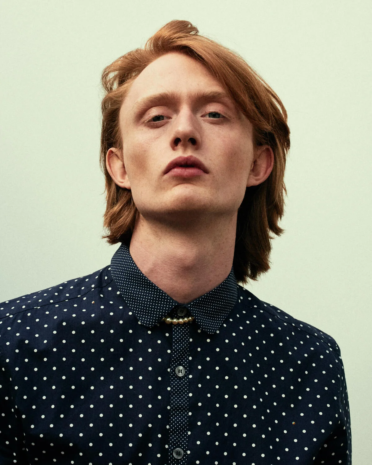 portrait photographer Tim Cole shoots man in spotted shirt