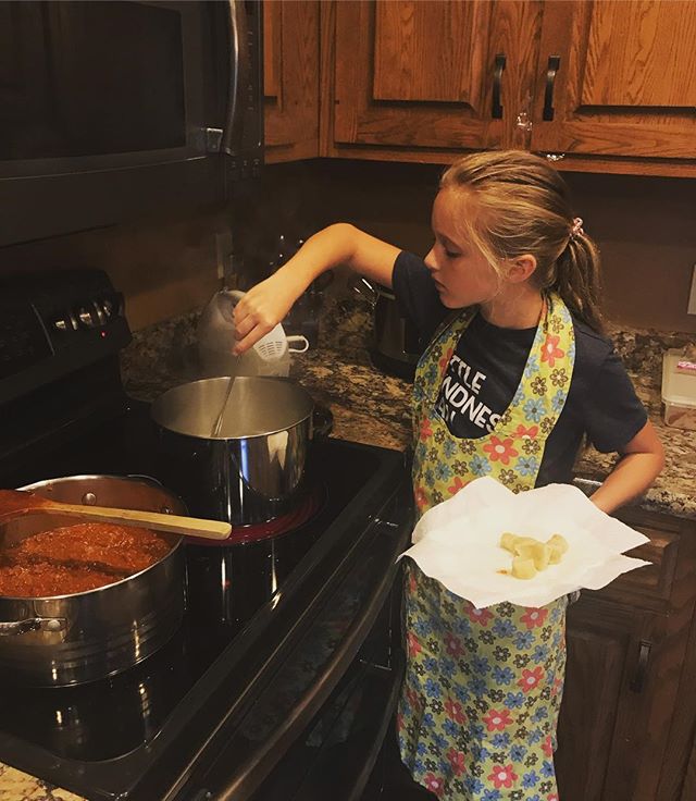 I don&rsquo;t remember school looking like this!! Ella is learning the geography and culture of Italy. One of her lessons is to make gnocchi!! So yummy! She did a really, really good job!!! #roadschool @thegoodandthebeautiful