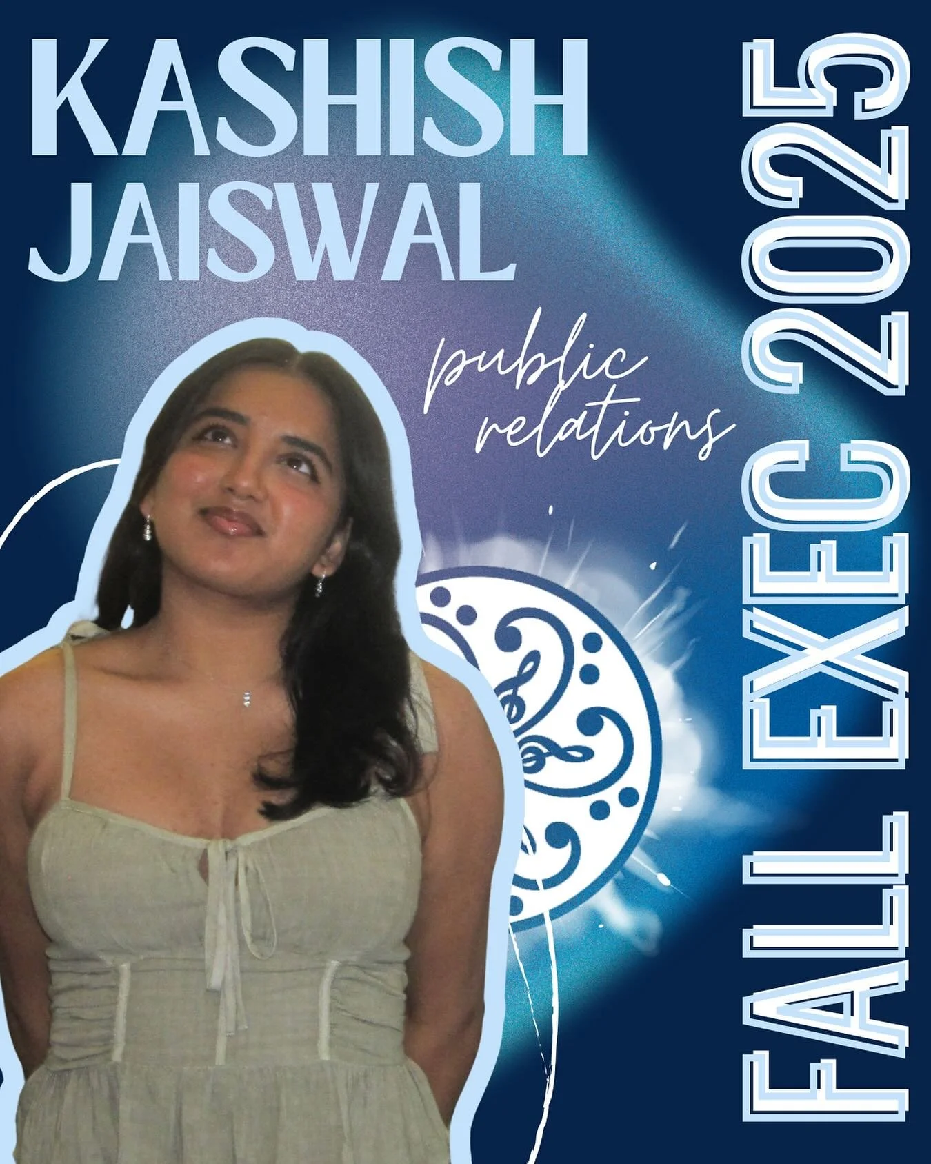 Up next is our phenomenal new Public Relations Co-Chair, Kashish Jaiswal! Before being elected to PR, Kash served two terms as Dhamakapella&rsquo;s Secretary during the Fall and Spring semesters of her sophomore year. She is now a junior entering her