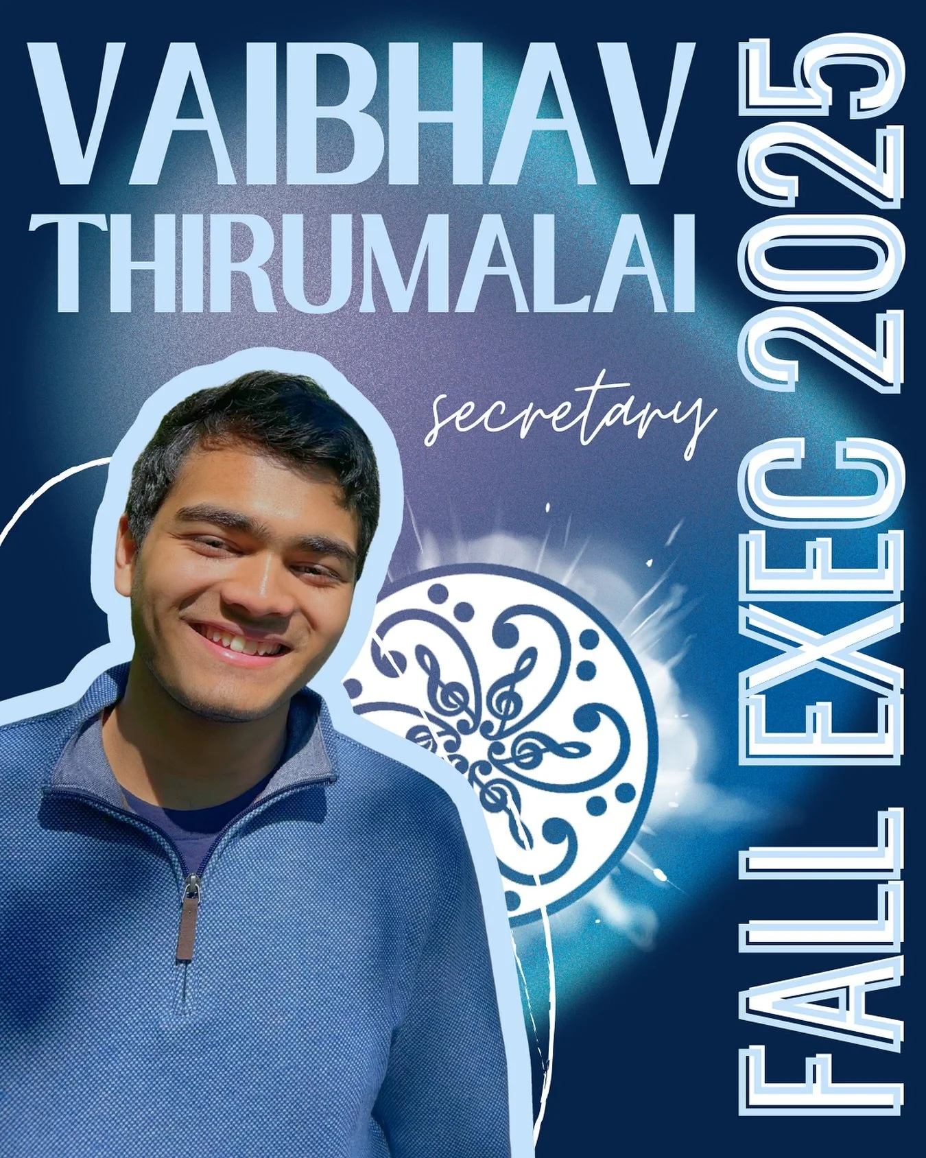 Last in our fall exec lineup, but certainly not least, we have our meticulous and absolutely hilarious new Secretary, Vaibhav Thirumalai! As a sophomore, Vaibhav is entering his second year on the team and his very first semester on exec. Leading by 