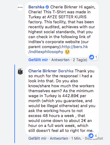 Bershka does not respond to the question of workers wages.