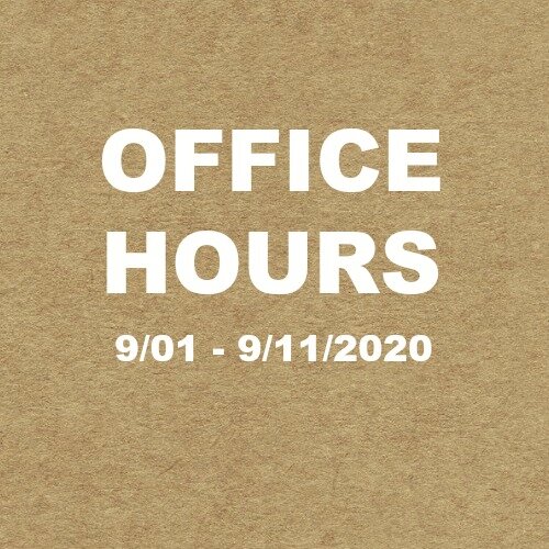 Office Hours for Beth 9/01 - 9/11/2020