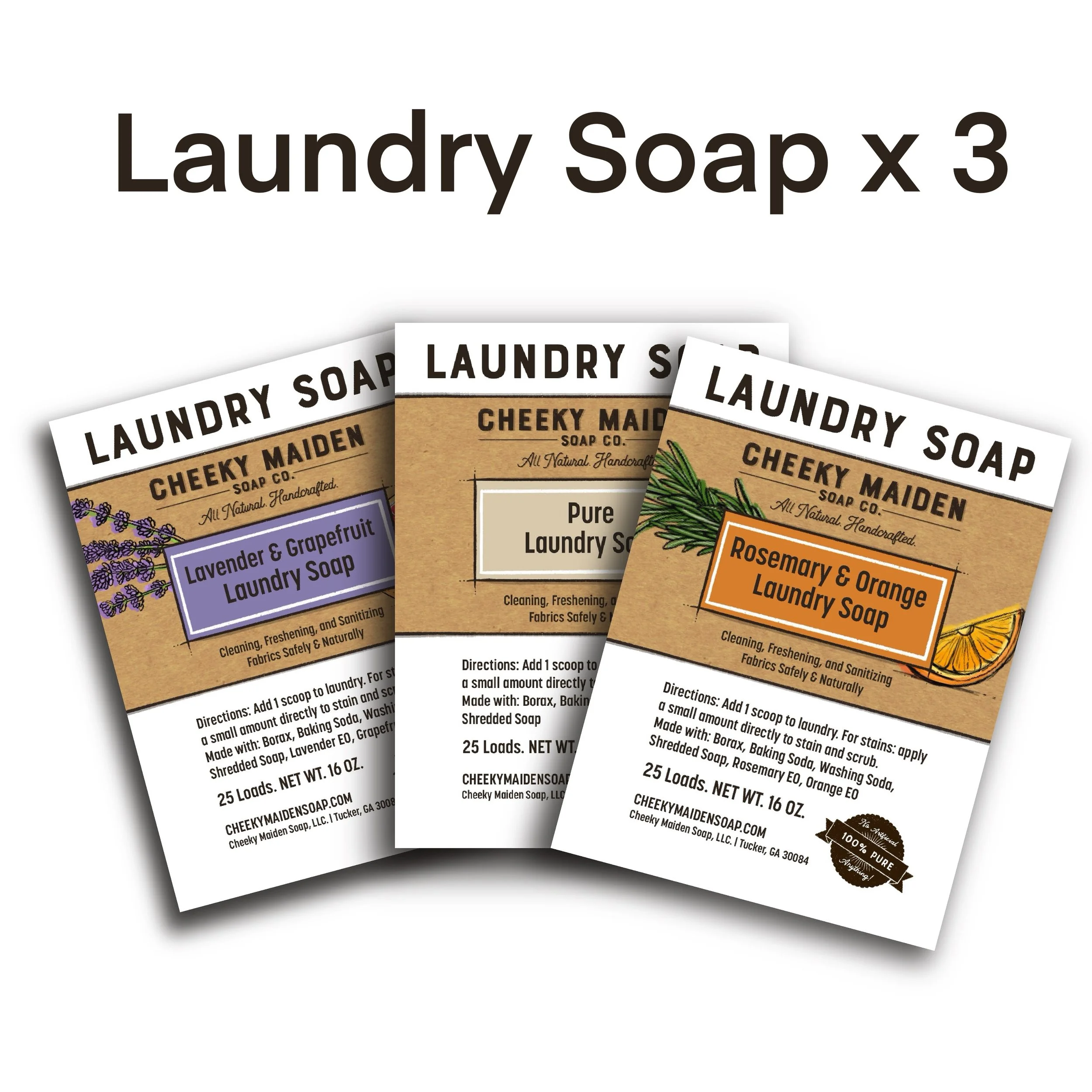 Laundry Soap Labels x 3: Size 3"x4"