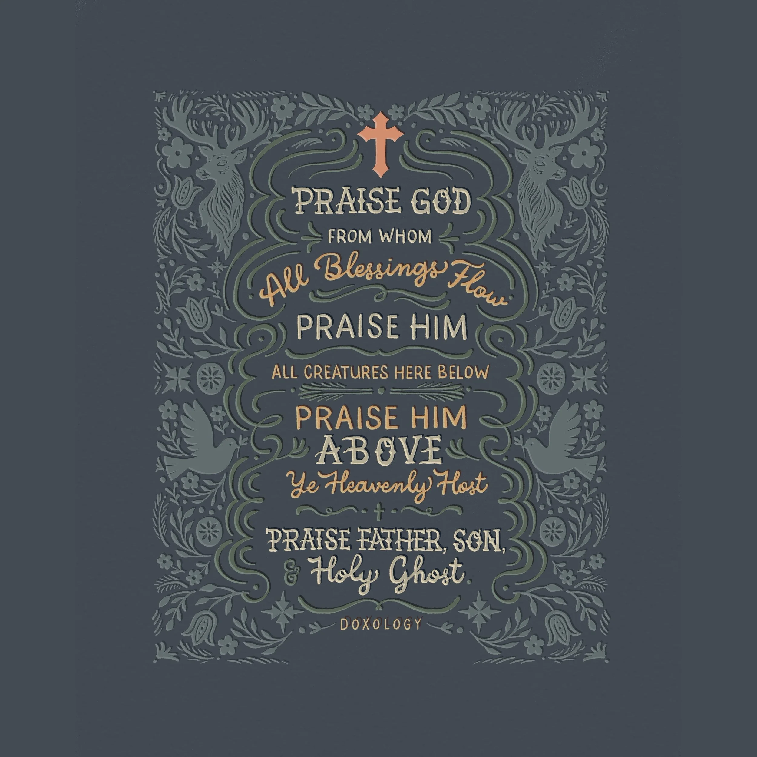 Doxology in Dusty Blue 16 x 20" Digital Art Print Download