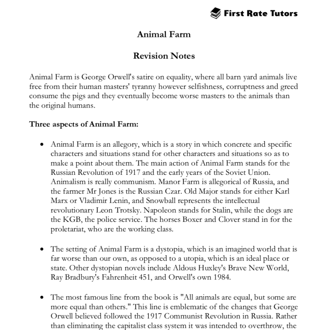 Animal Farm: Model Answers — First Rate Tutors