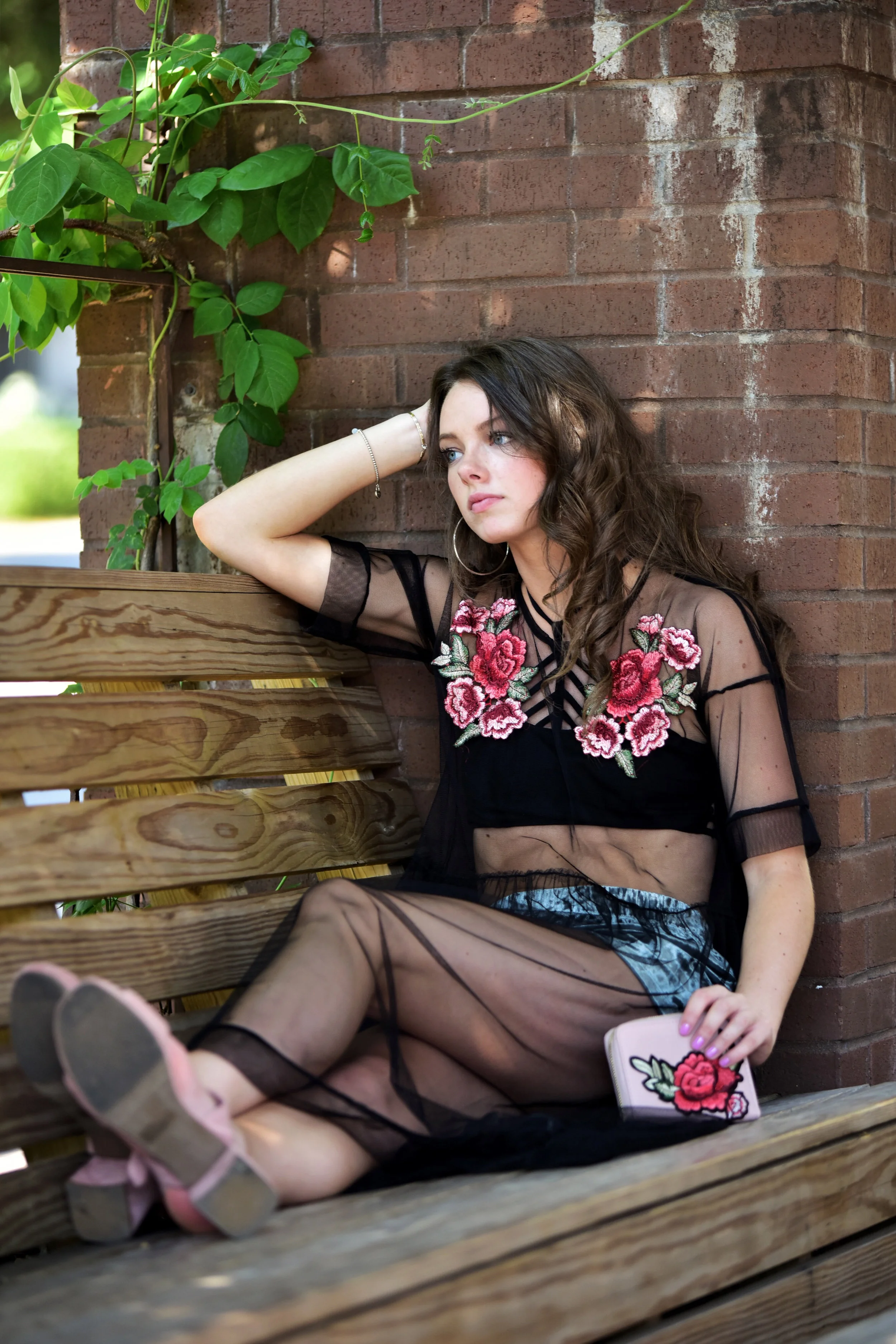 APPLIQUÉ MESH MIDI , also a Marhsalls find, for only $20 APPLIQUÉ CLUTCH Marshalls, again! VELVET SHORTS from Forever 21, there's only pink and off-white colors left online PINK HEELS are Matisse and my go-to heels (this look is also a part of the rose appliqué blog post here )
