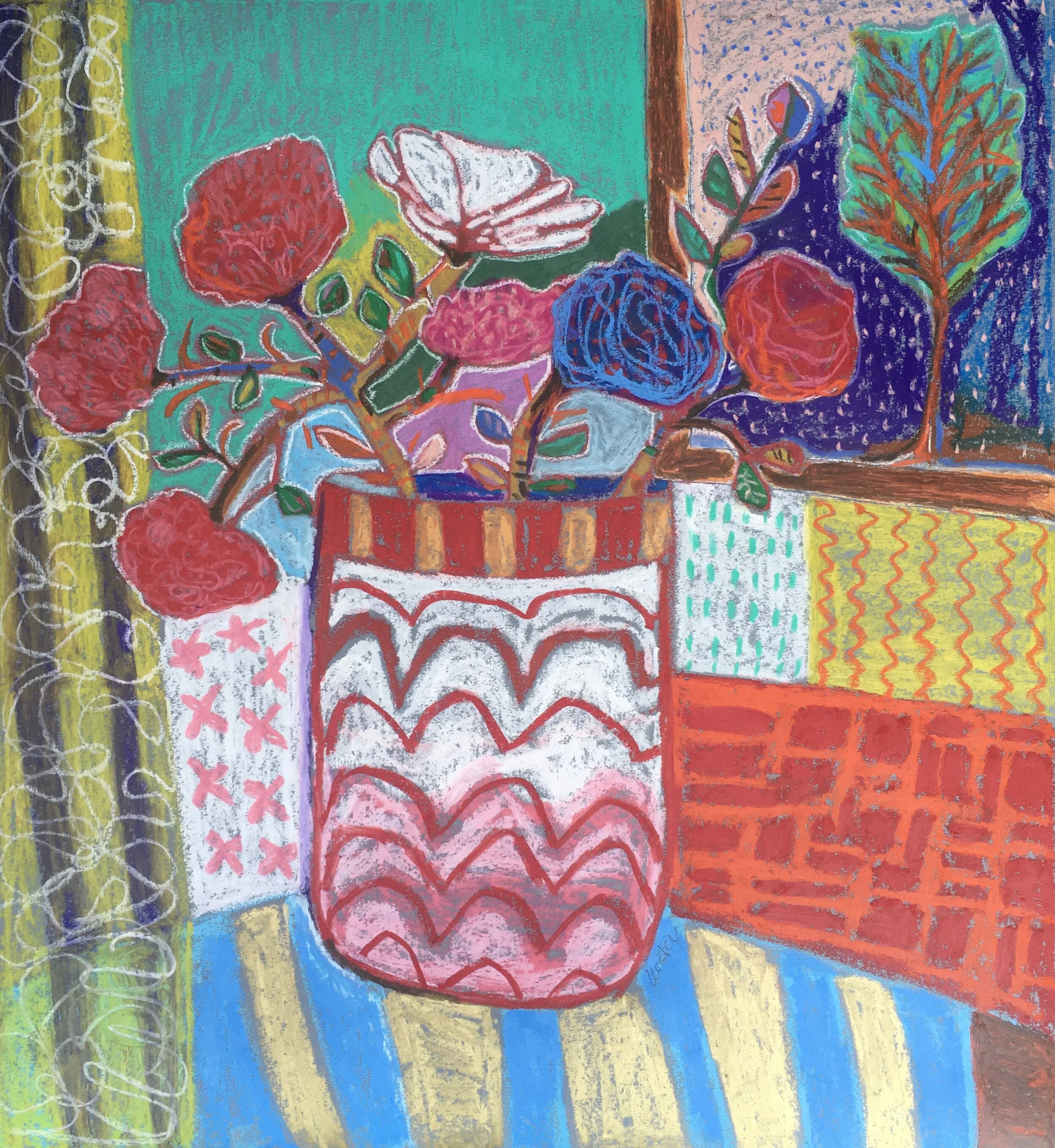 “Indoor Flowers” framed original