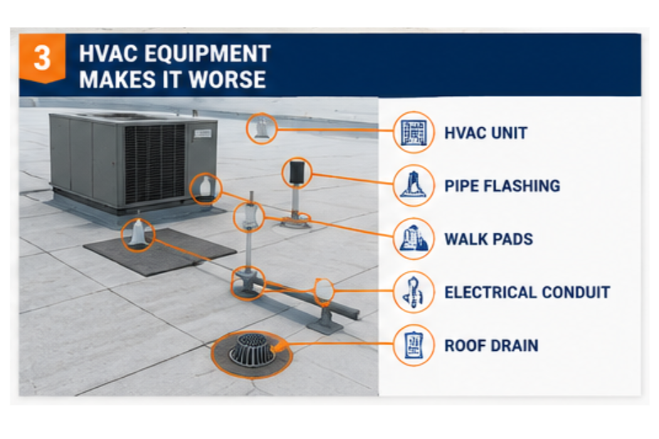HVAC Maintenance is important for roof leak preventions.
