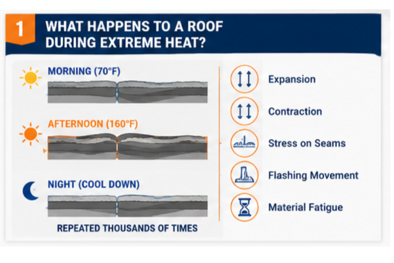 Common issues that occur when extreme heat hits your commercial roof.
