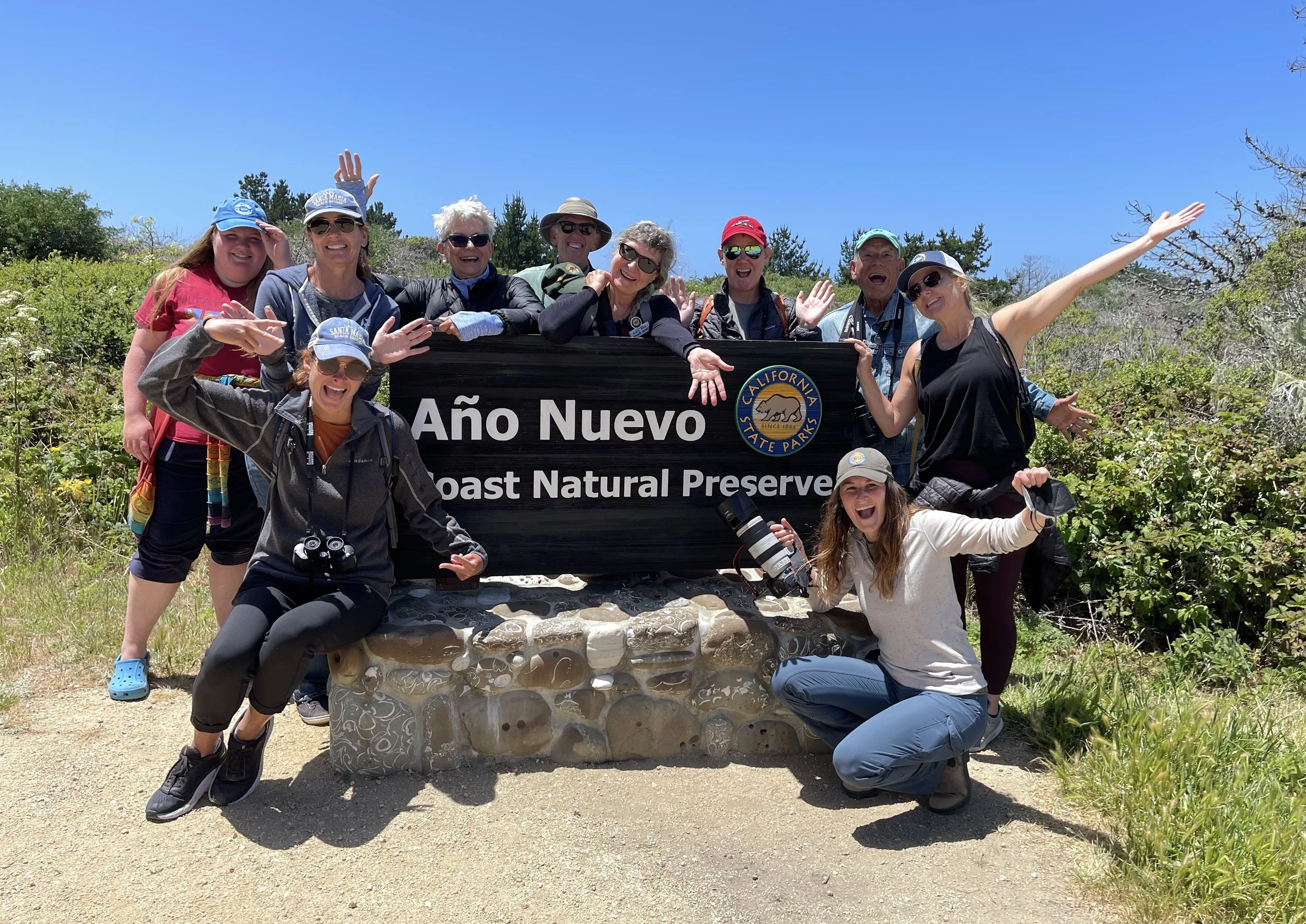 Ano Nuevo_Silly group shot around sign.jpg