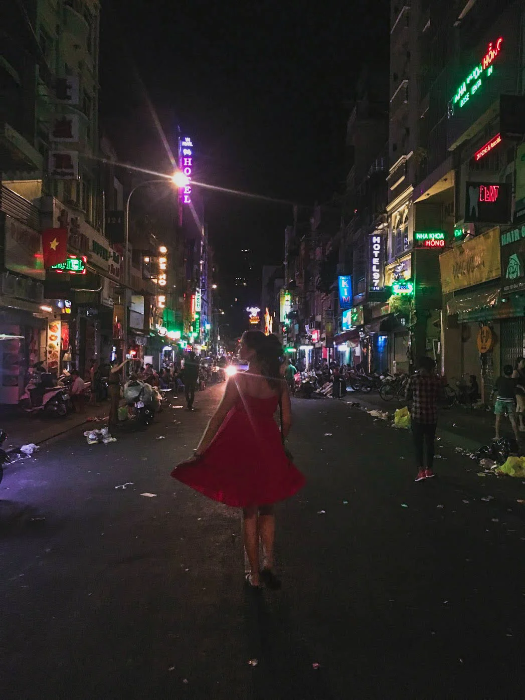 badass babe simona strolling through bui vien in saigon, vietnam.