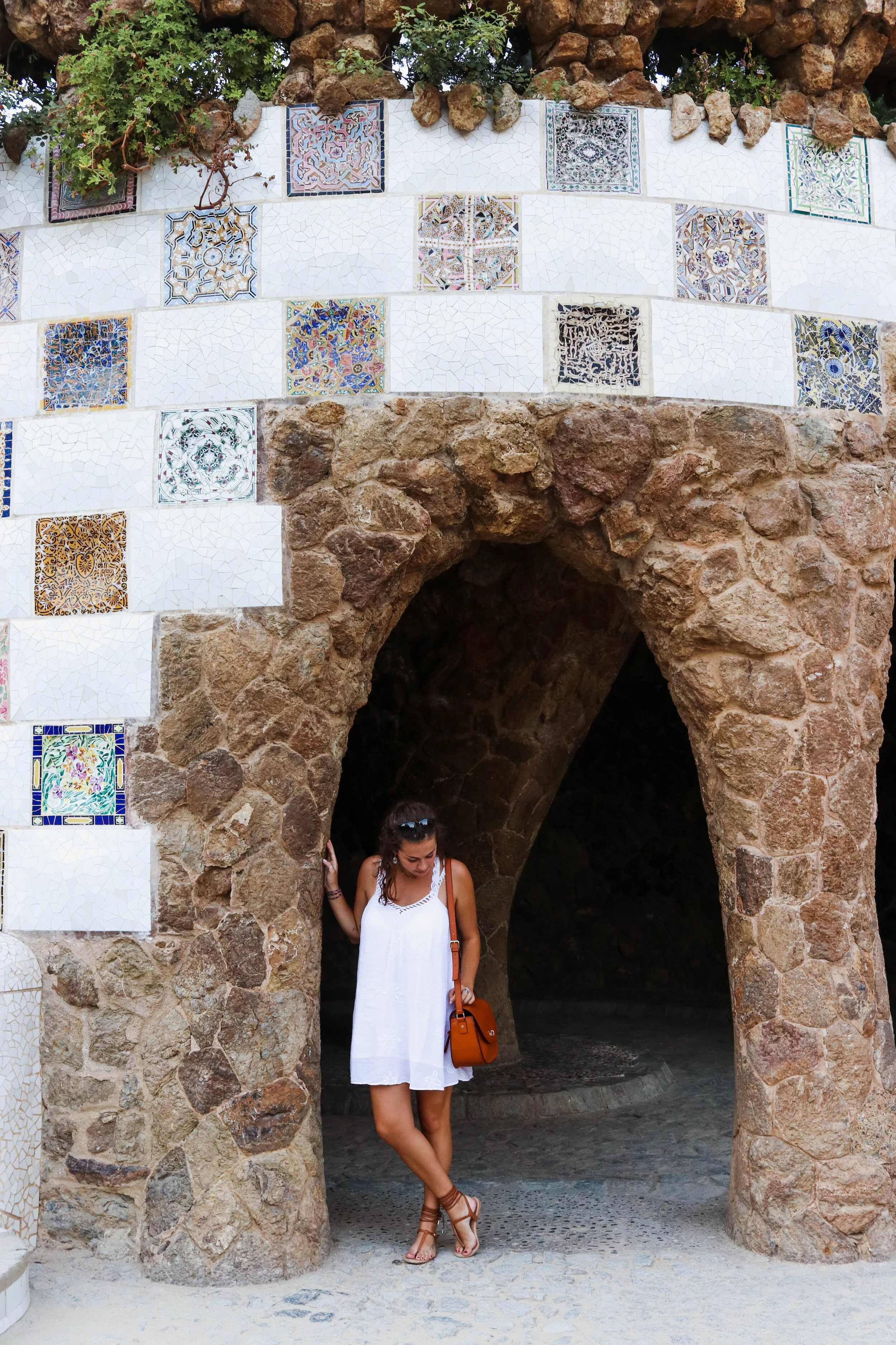 Beautiful stonework arches of Park Guell