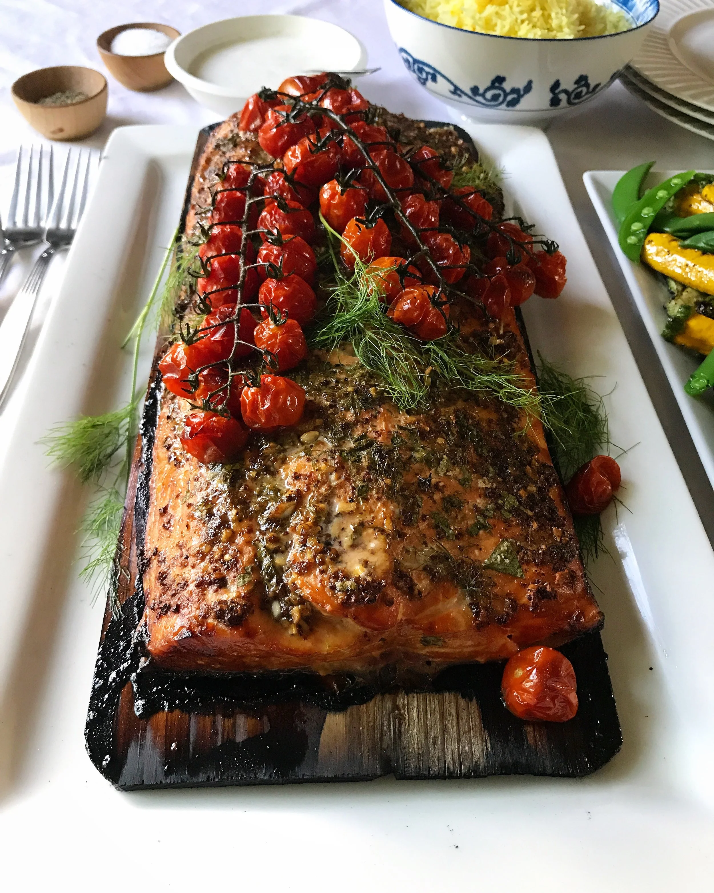 GRILLED CEDAR PLANK SALMON
