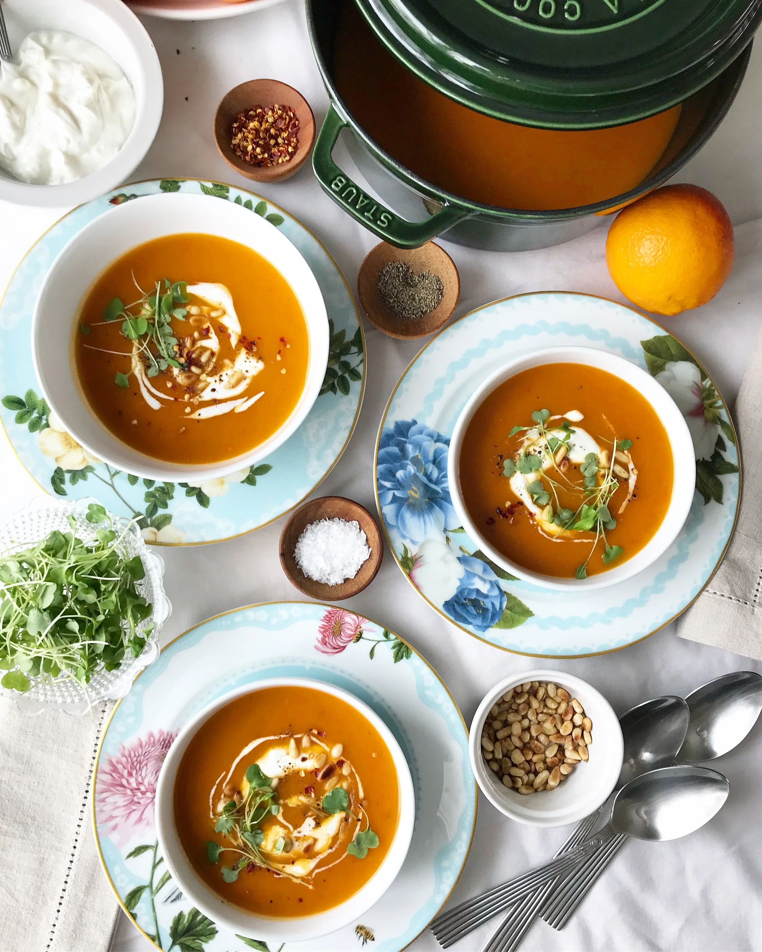 CURRIED BUTTERNUT SQUASH, SWEET POTATO AND FENNEL SOUP