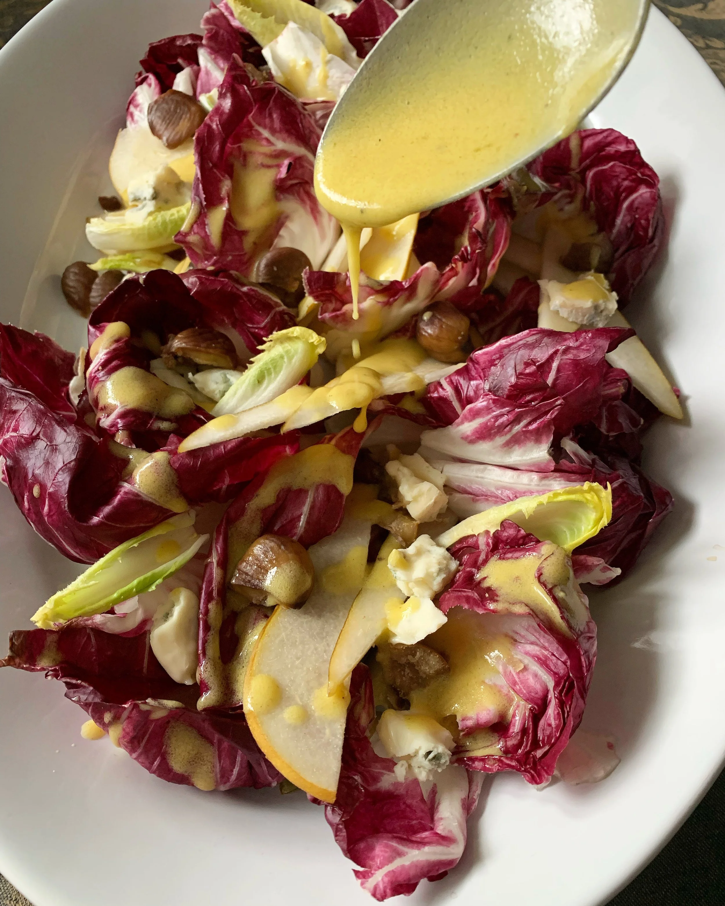 RADICCHIO, PEAR AND GORGONZOLA SALAD WITH MUSTARD DRESSING