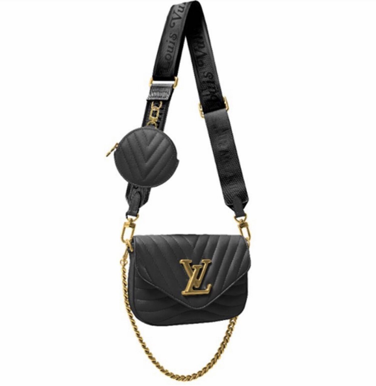 M56466 Louis Vuitton New Wave Multi-Pochette Crossbody Handbag-Snow White