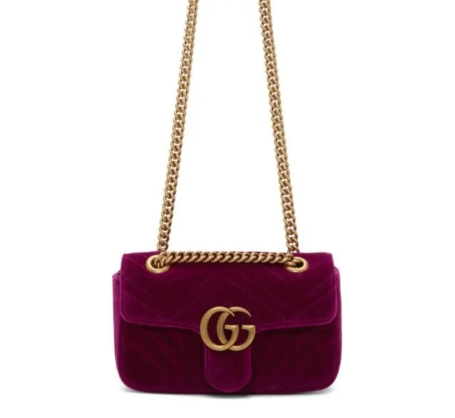Gucci Purple Velvet Mini GG Marmont 2.0 Bag