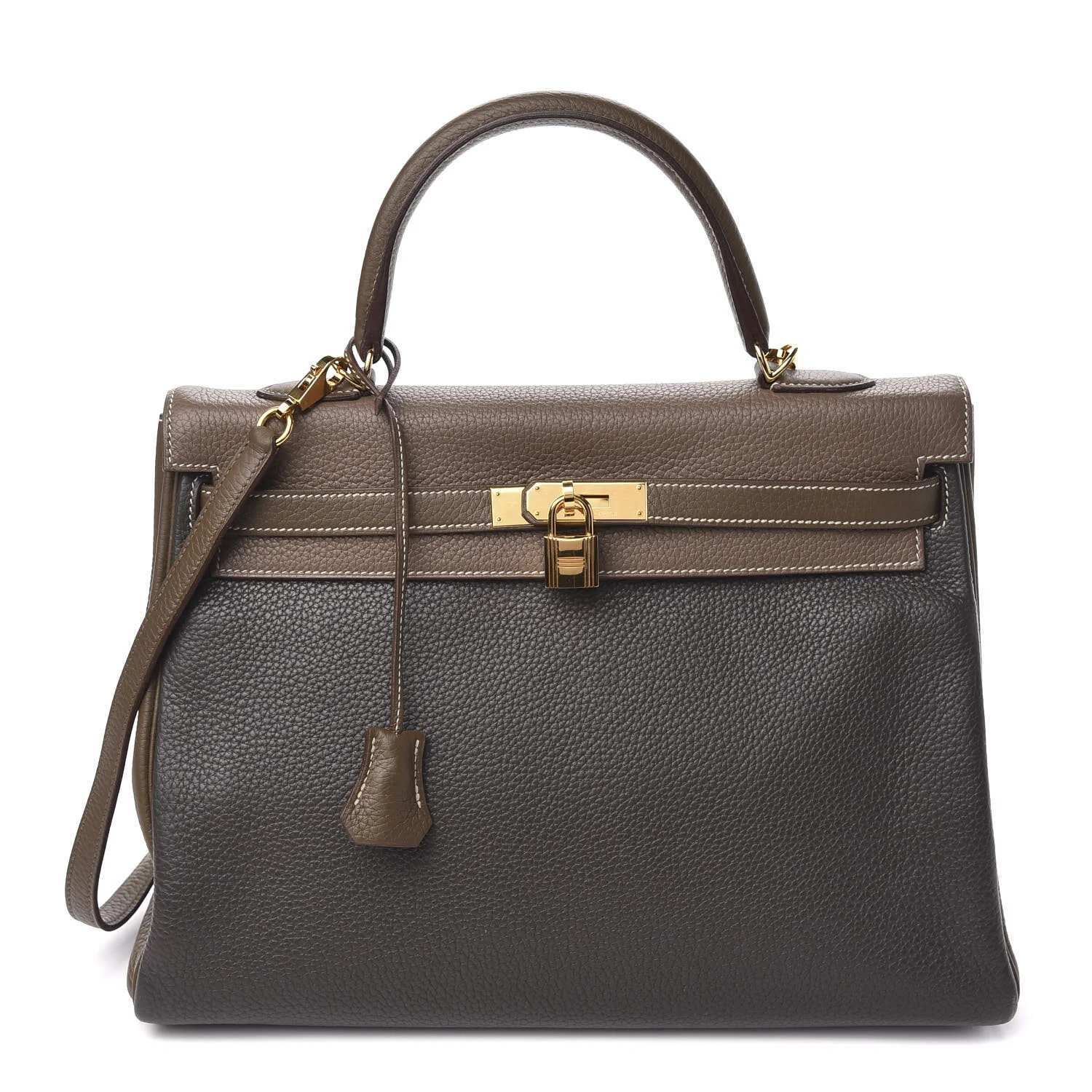 Hermes Taurillon Clemence Horseshoe Kelly Retourne 35 AVAILABLE FOR SALE