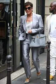 Kris Jenner with her Hermes Exotic Silver Matte Birkin Bag