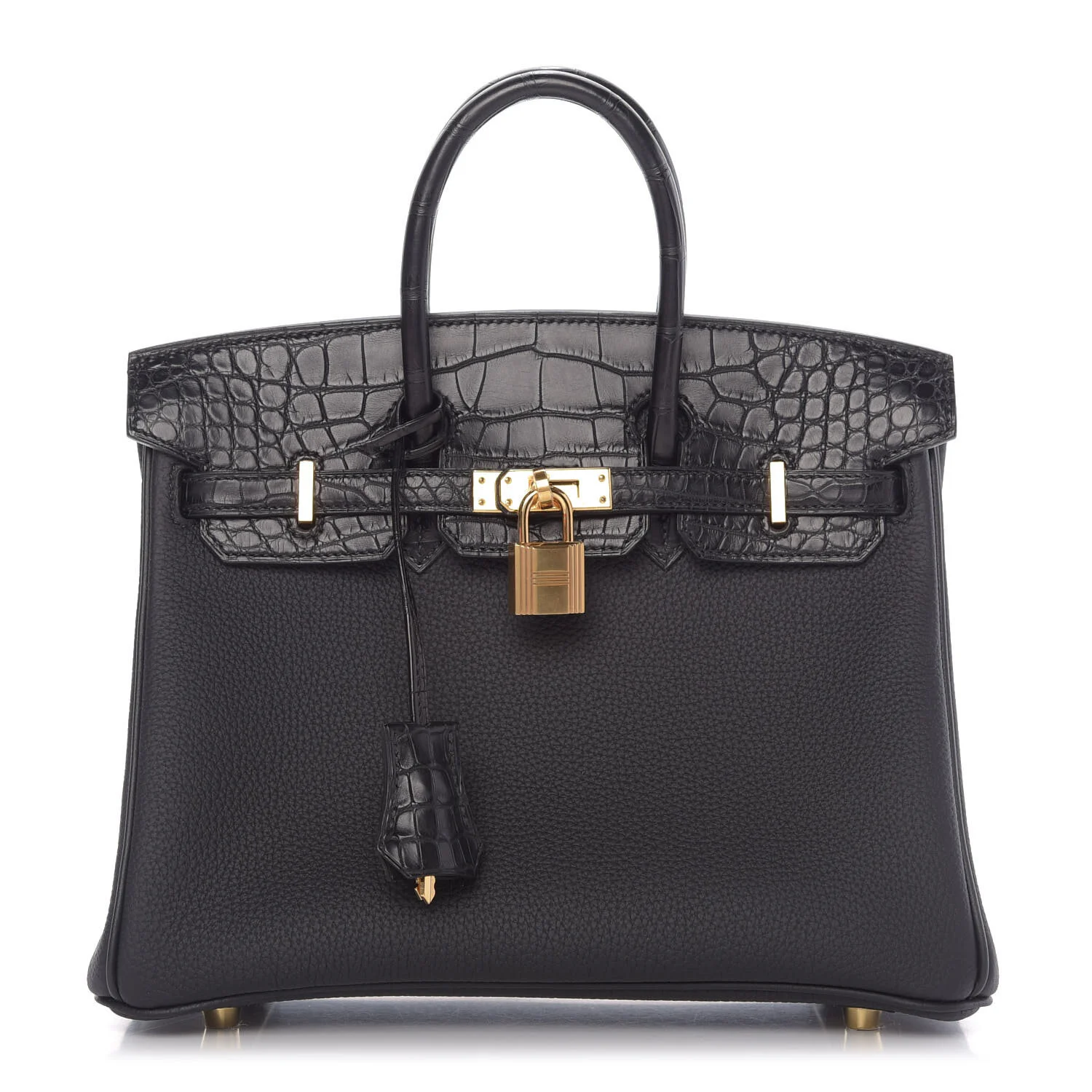 Hermes Togo Matte Alligator Birkin Touch 25 Black AVAILABLE FOR SALE