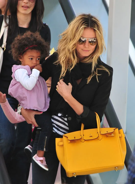 Heidi Klum Sports her Spring Hermes Yellow Birkin 