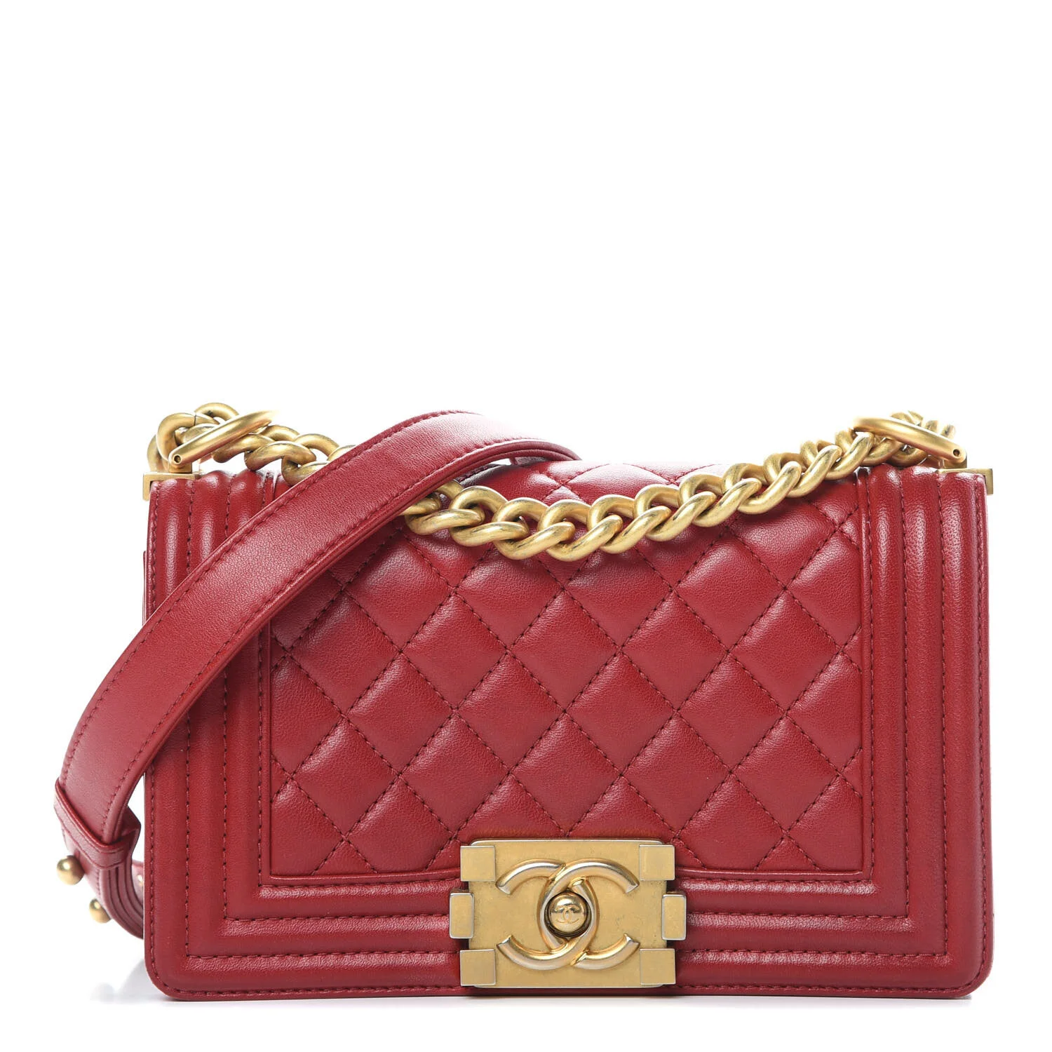 Chanel Lambskin Quilted Small Boy Flap Dark Red AVAILABLE FOR SALE