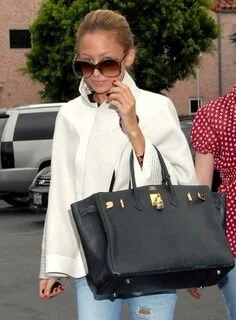 Nicole Ritchie with her Hermes Black Birkin 40cm