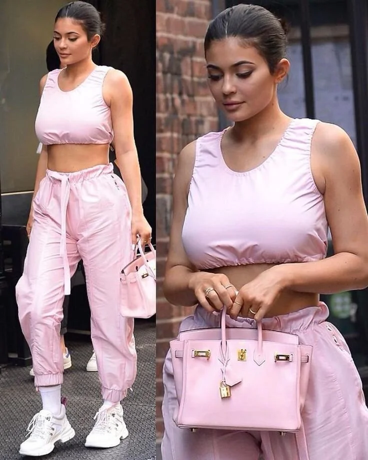Kylie Jenner and her Hermes Pink Rose Sakura Birkin 25