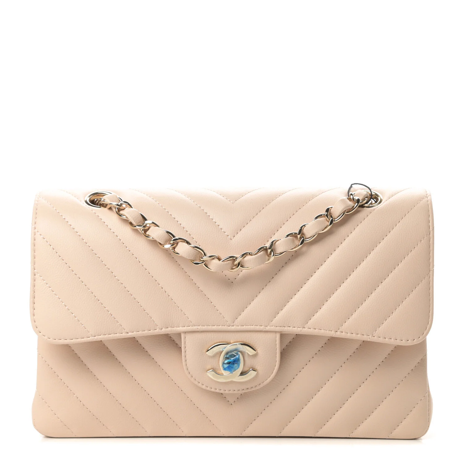 Chanel Caviar Chevron Quilted Small Double Flap Beige Available For Sale
