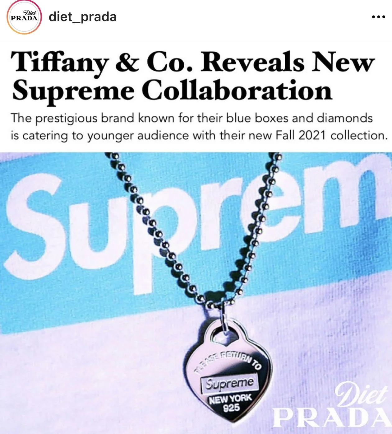 Tiffany and Co. X Supreme Collaboration 2021