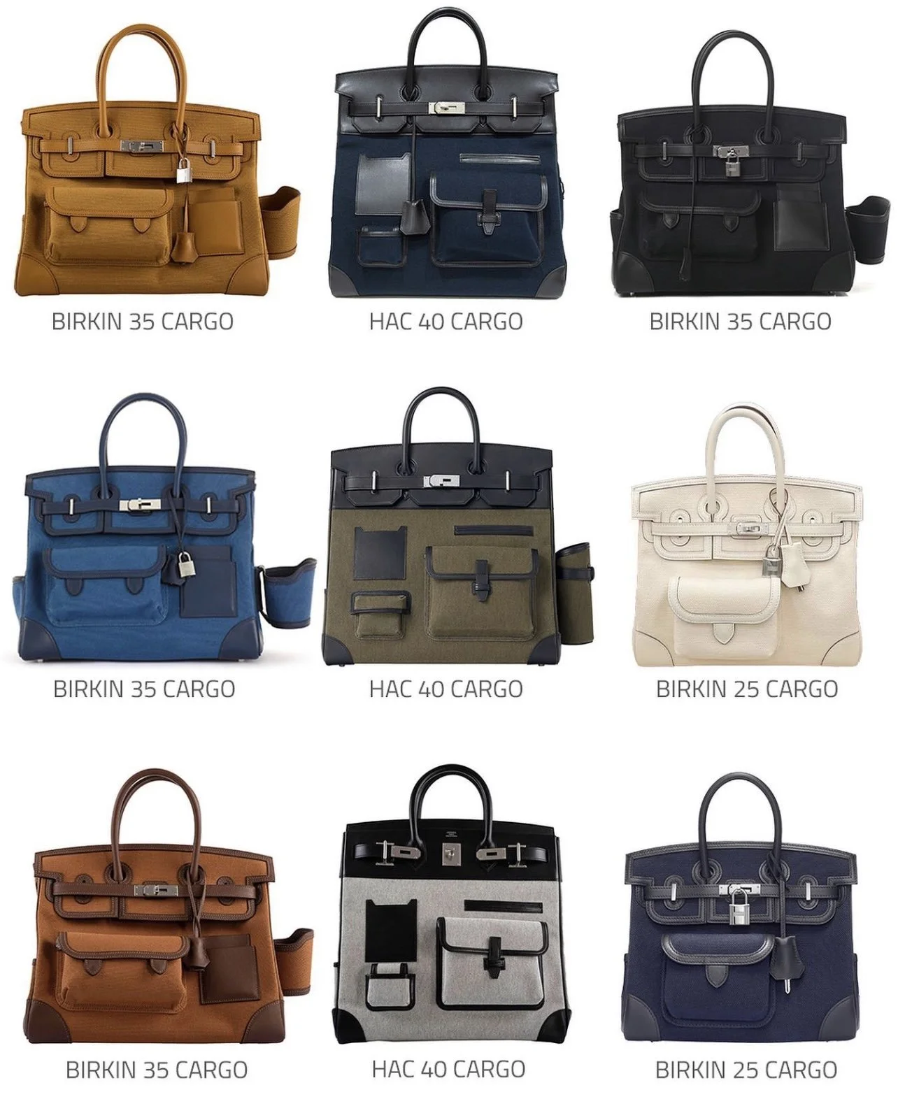Full Collection of Hermes Cargo Birkin