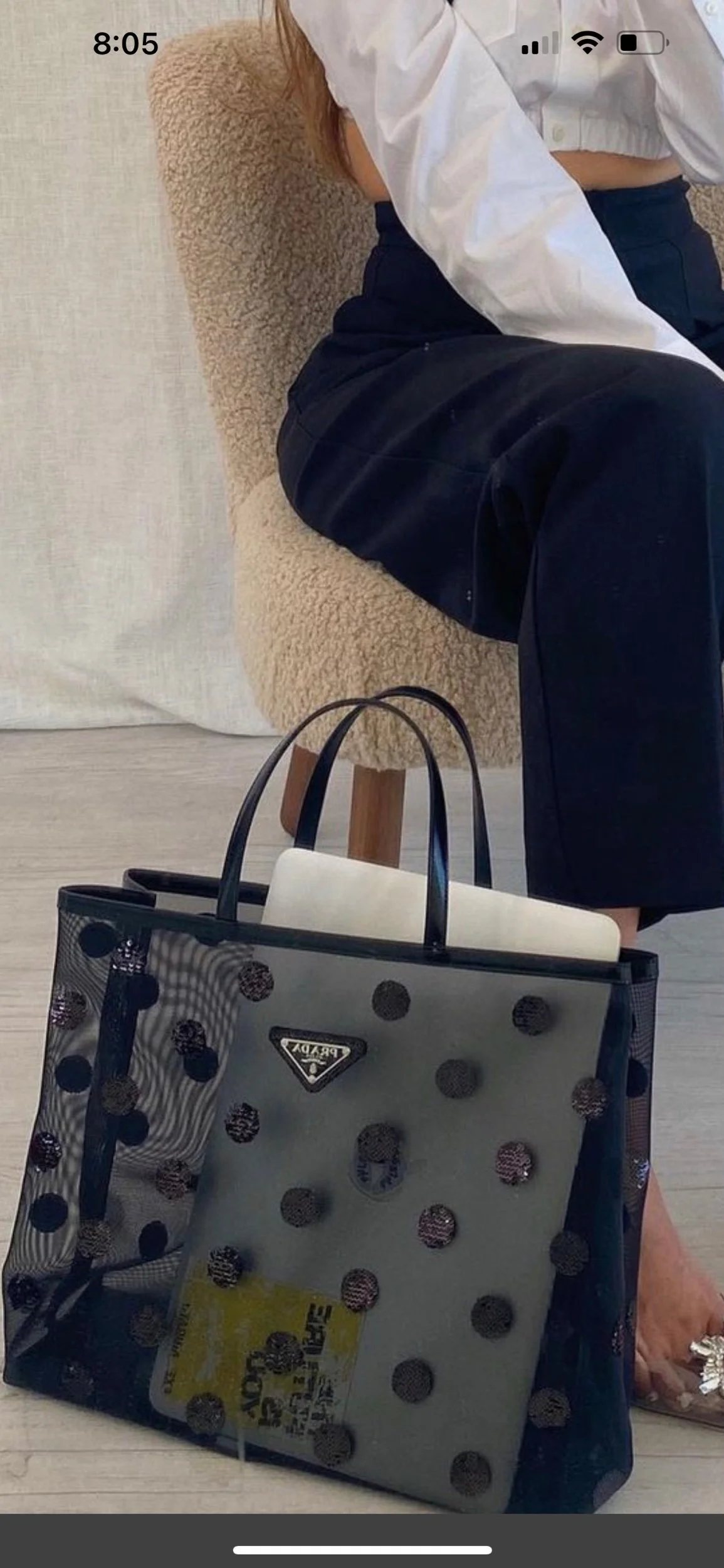 Prada Polka Dot Sequin Mesh Tote Bag 2022