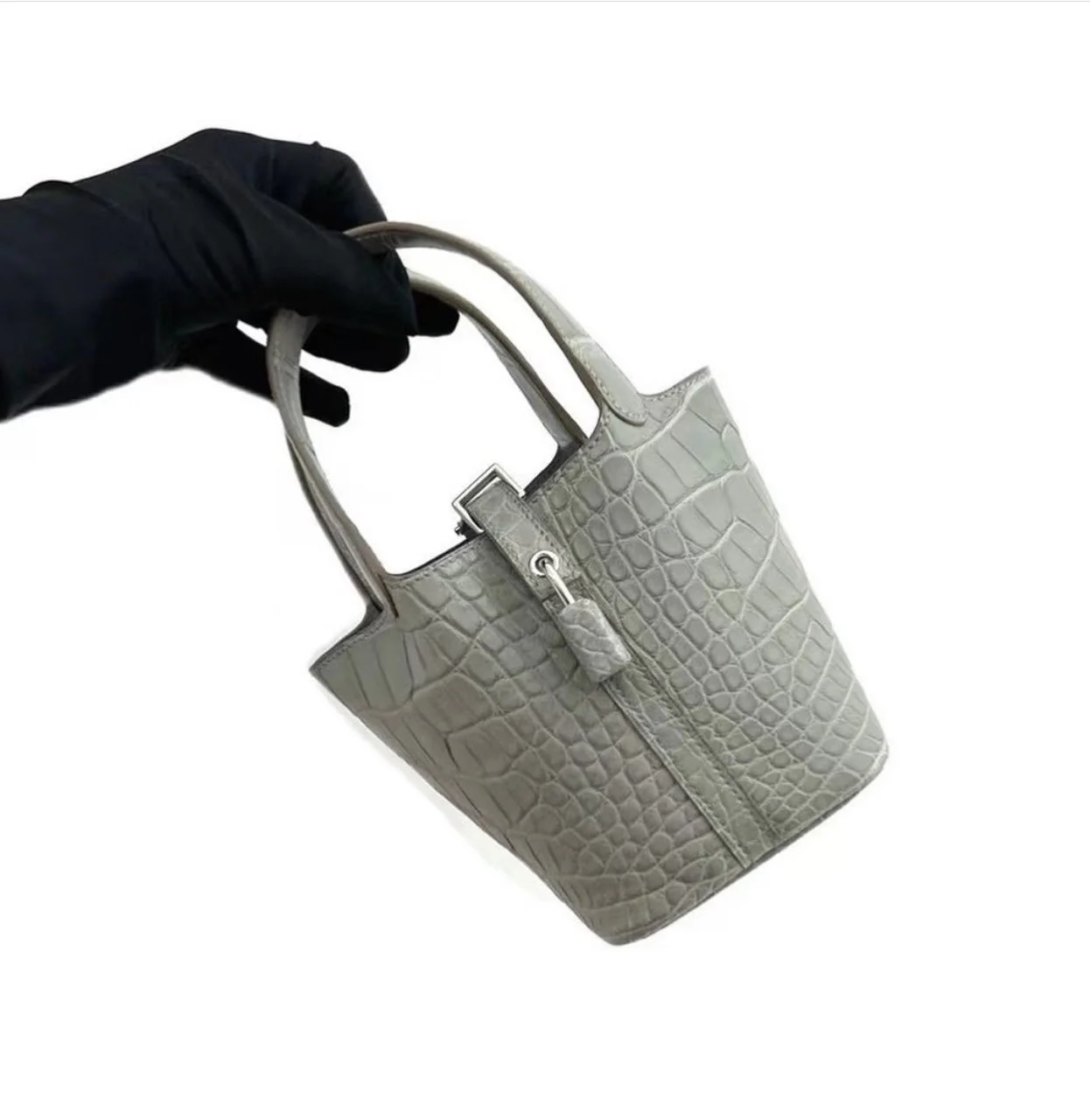 Hermes Picotin 18 Gris Perle Matte Crocodile Bag