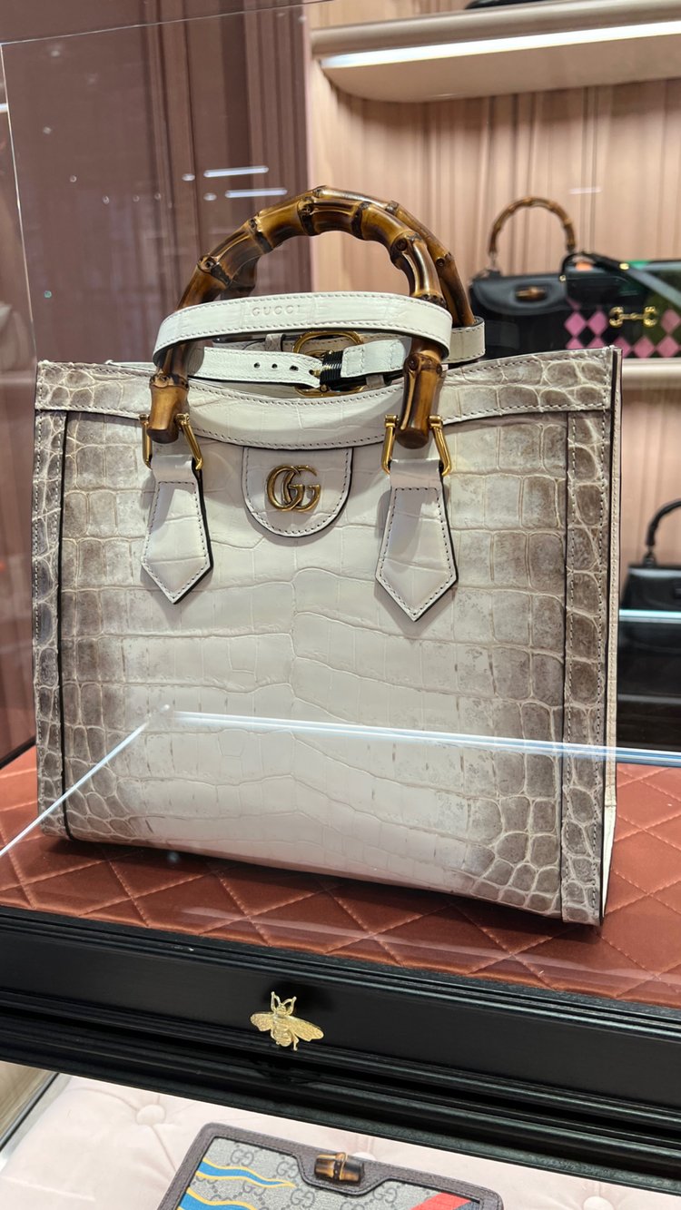 A MATTE WHITE HIMALAYA CROCODILE CITY STEAMER PM WITH SILVER HARDWARE,  LOUIS VUITTON, CIRCA 2020S