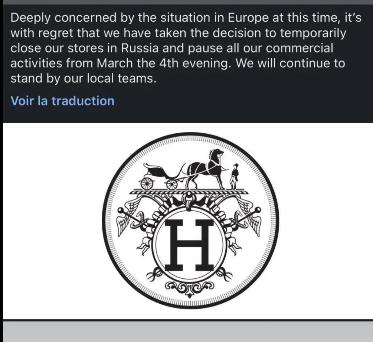 Hermes Closes ALL Boutiques in Russia