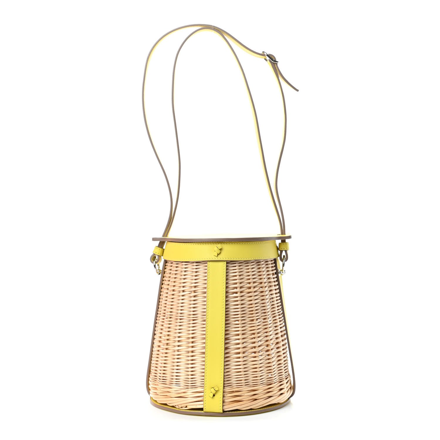 HERMES Swift Wicker Sac Farming Picnic Bag Lime Naturel Available For Sale