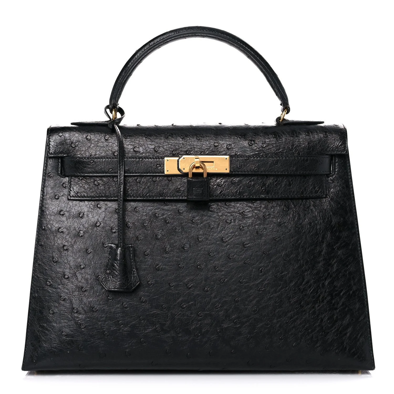 HERMES Ostrich Kelly Sellier 32 Black For Sale